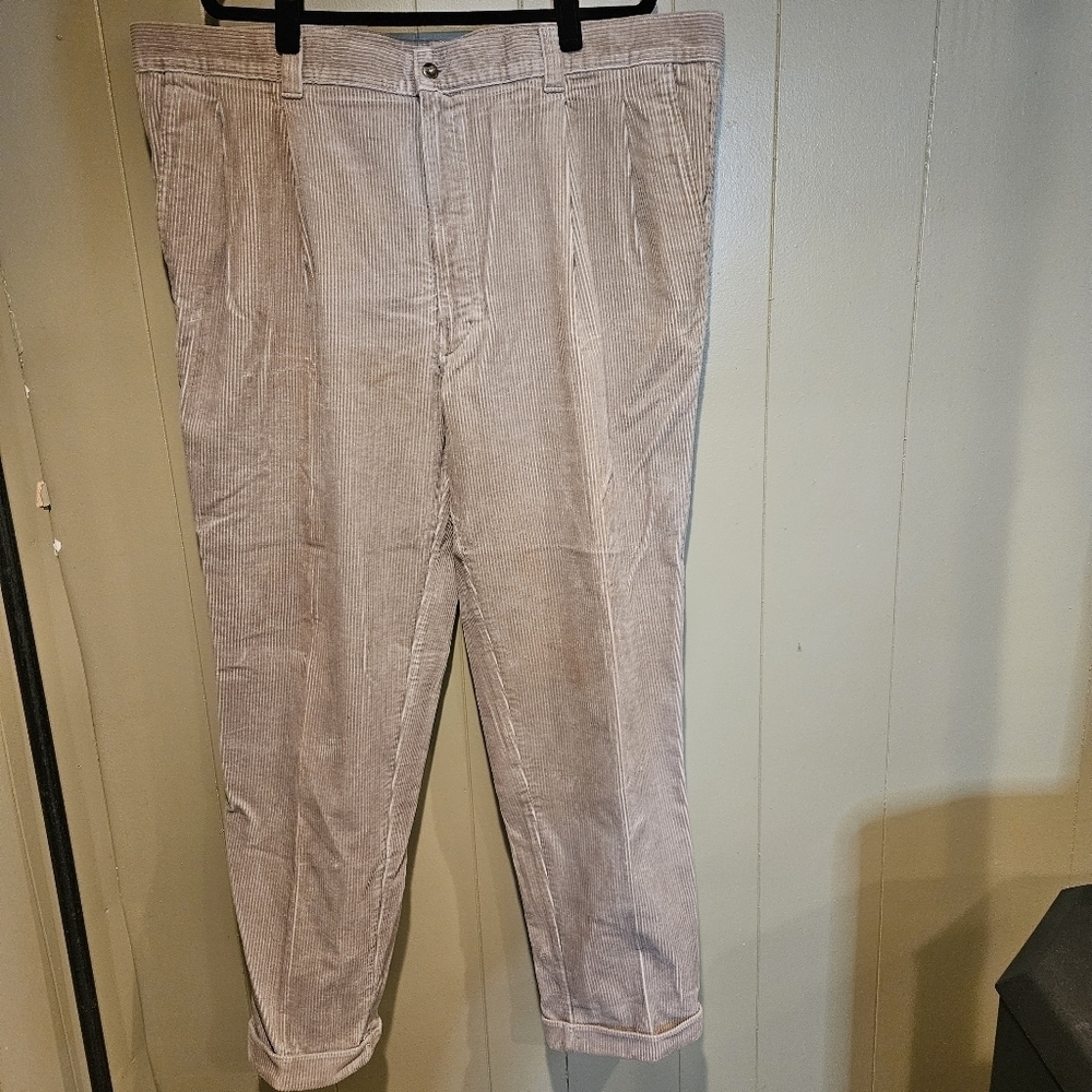 Harbor Bay Pants, Mens, Size 46x32, Beige, Corduroy, Classic Fit,